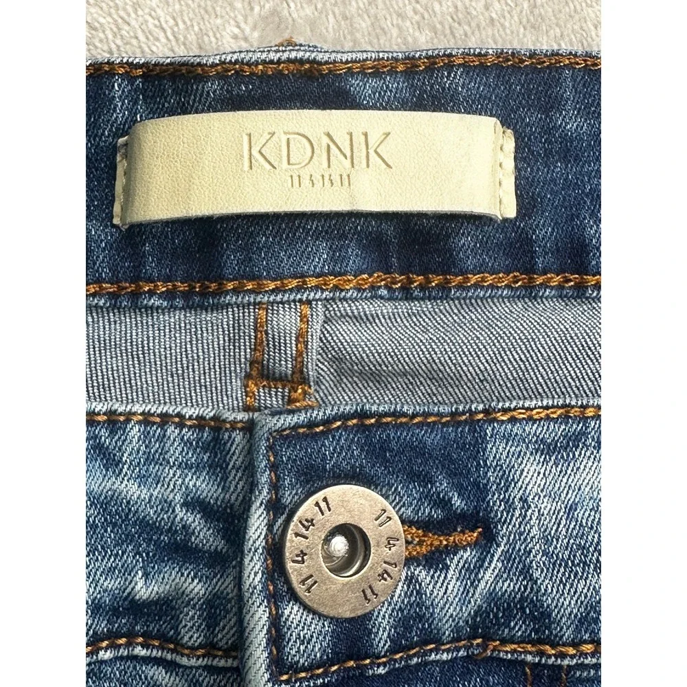 KDNK Men'KDNK Jean Mens 33x31 Distressed Ripped Paint Splatter Denim Design Blue